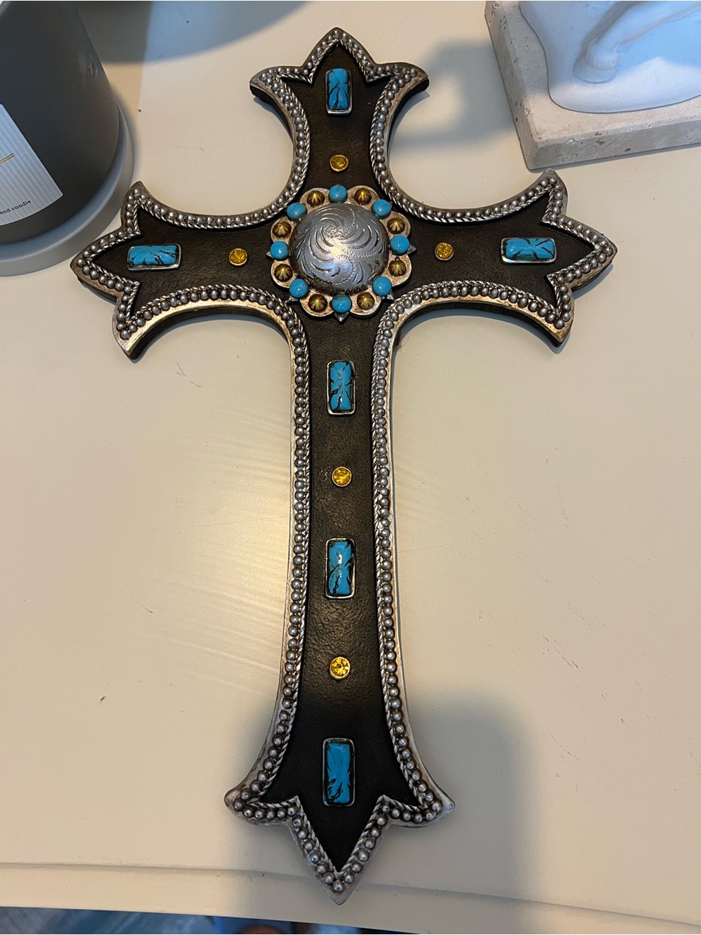 Decorative Turquoise Accent Cross Wall Art